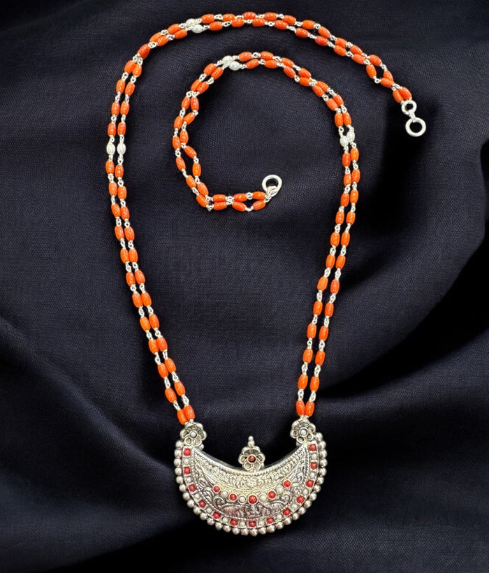 The Anavila Pearl & Coral Kokkethathi Silver Necklace & Earrings