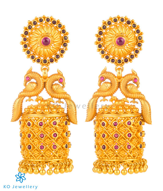 The Mayuraka Silver Peacock Jhumka