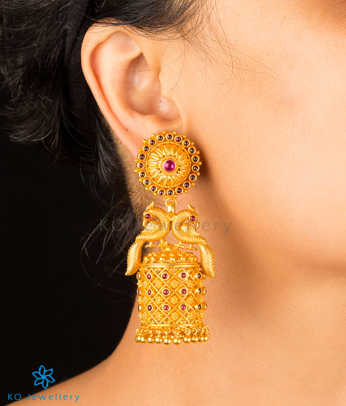 The Mayuraka Silver Peacock Jhumka