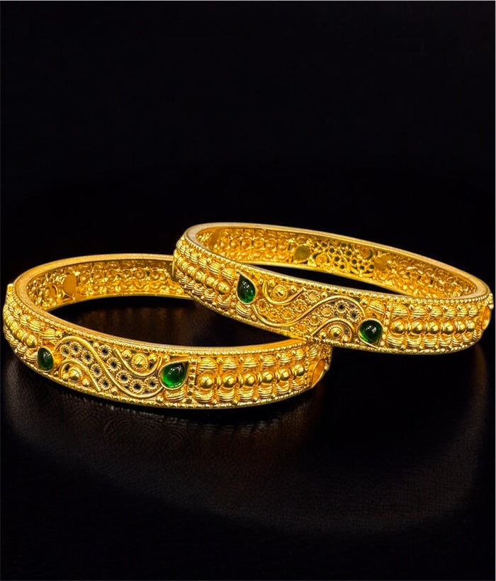 The Parag Silver Green Kemp Filigree Silver Bangle (Size 2.2/2.4/2.6/2.8)