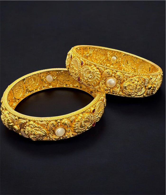 The Suprabha Silver Lakshmi Nakkasi Bangle- Single (Size/2.2/2.4/2.6/2.8)