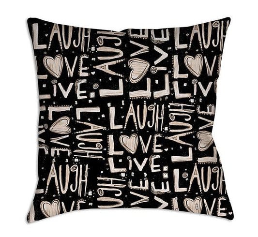 laugh love live throw pillow