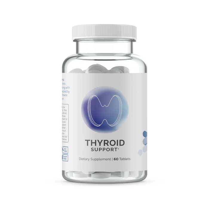 Infiniwell Thyroid Support supplement bottle with 60 tablets on transparent background showing product packaging