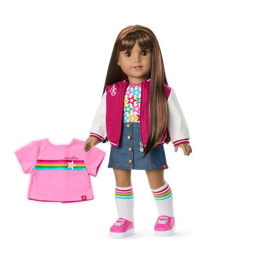 Truly Me™ 18-inch Doll #122 with straight dark-brown hair