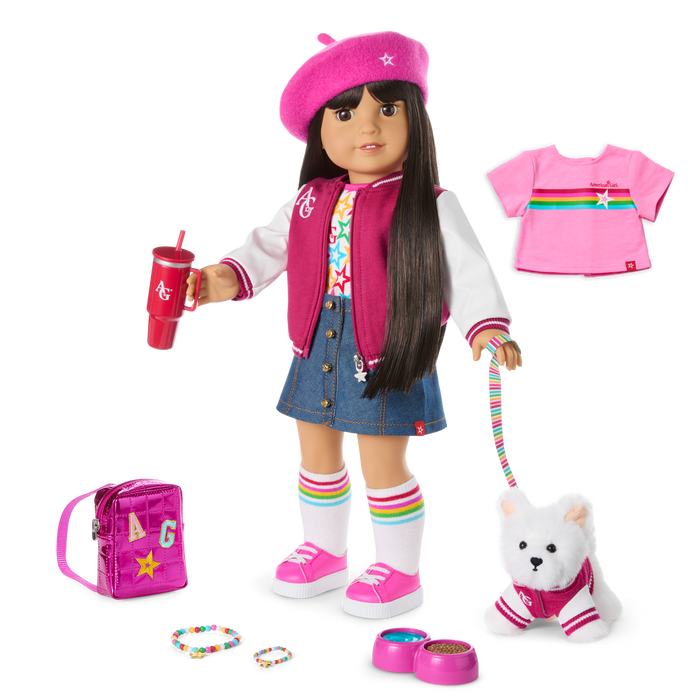Truly Me™ 18-inch Doll #130, Puppy, Mini Backpack & Accessories AG™ Star Squad Bundle
