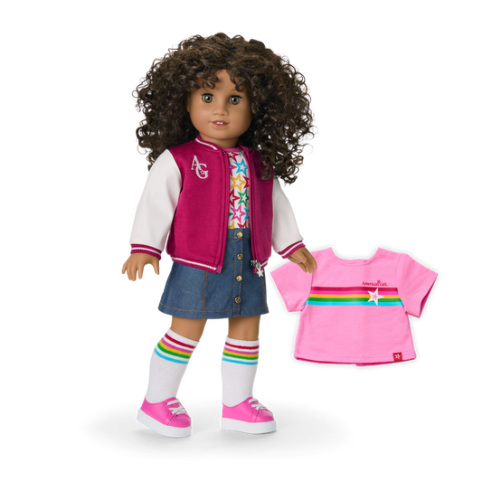 Truly Me™ 18-inch Doll #132 with curly dark-brown hair