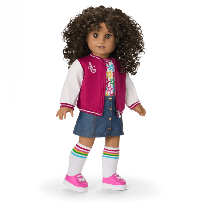 Truly Me™ 18-inch Doll #132 with curly dark-brown hair