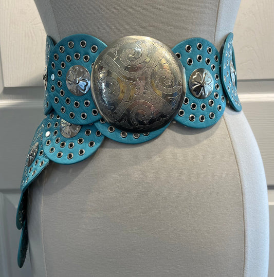 Turquoise Moroccan Leather Medallion Belt