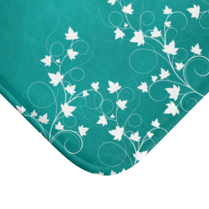 Vibrant Teal Chalkboard 'Seasoned with Love' Scroll Memory Foam Mat - MAT71