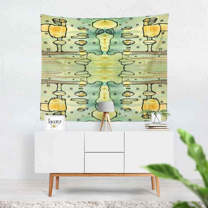 Wall Art Tapestry 'Blue Men'