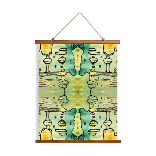 Whimsical Wood Slat Tapestry 'Blue Men' — C. Cambrea, Sincerely Joy