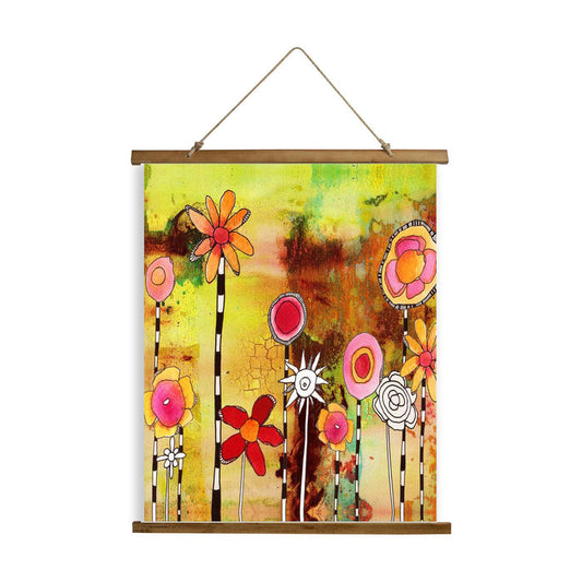 Whimsical Wood Slat Tapestry 'Garden Party' — C. Cambrea, Sincerely Joy
