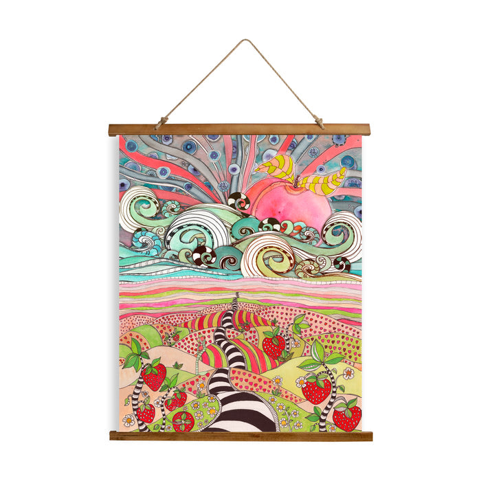 Whimsical Wood Slat Tapestry 'Pink Sun Rising' — C. Cambrea, Sincerely Joy