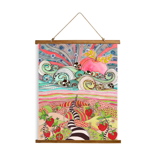 Whimsical Wood Slat Tapestry 'Pink Sun Rising' — C. Cambrea, Sincerely Joy