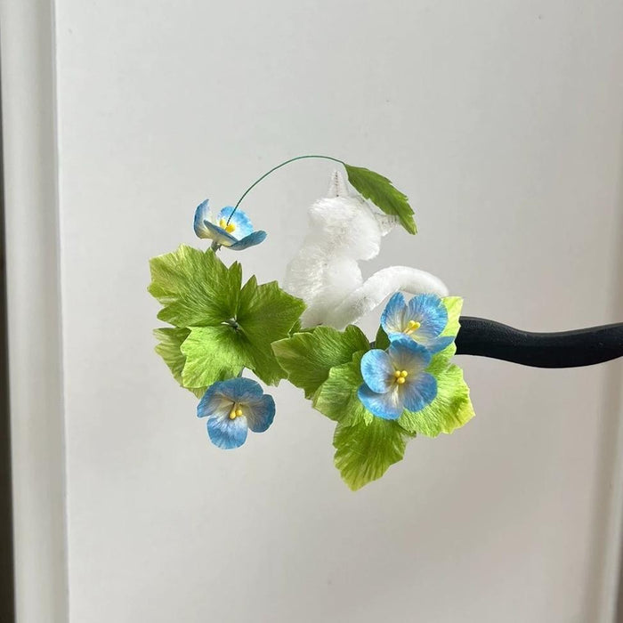White Cat Bespoke Hairpin - Silk Hairpin(Ronghua)