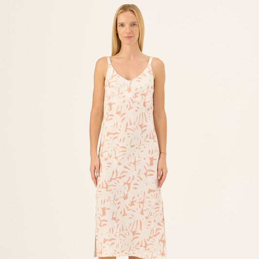White Monstera Linen Chamomile Dress - Linen Tales Global