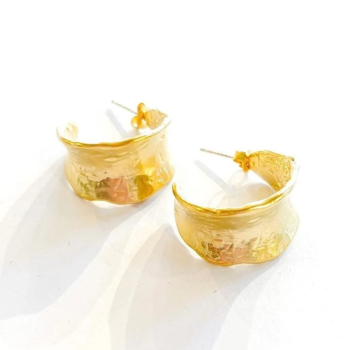 Wide Wavy Leaf Hoop Earrings
