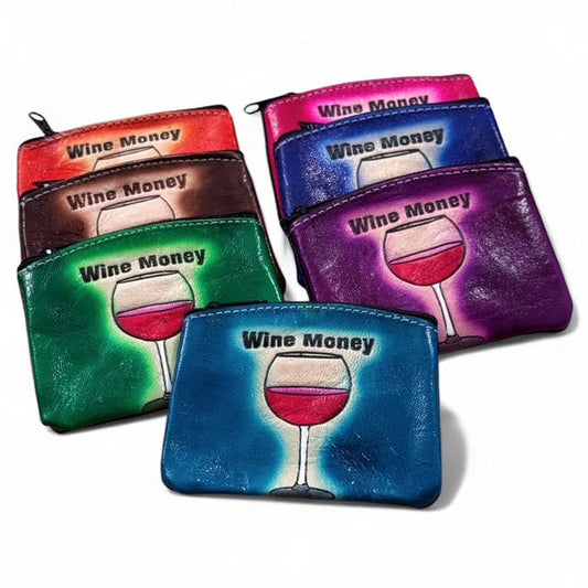 Wine Money Leather Coin Purse