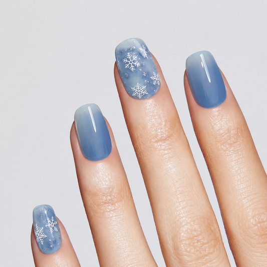 Winter Blue Grey Snowflake Gel Nail Stickers