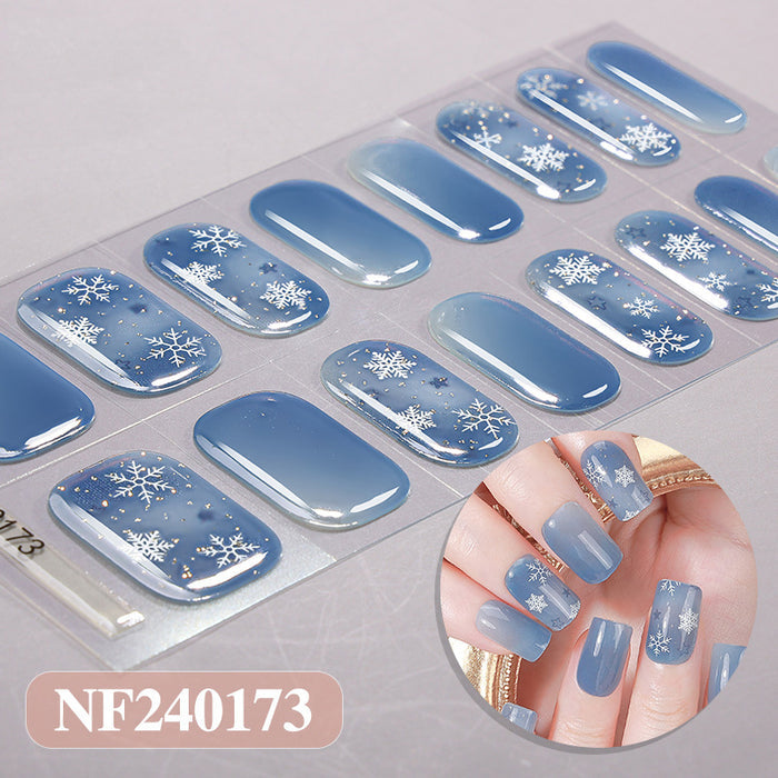 Winter Blue Grey Snowflake Gel Nail Stickers