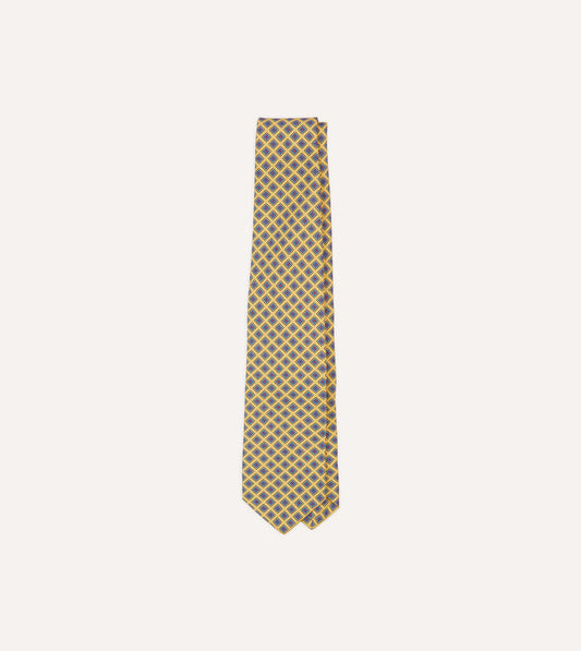 Yellow Square Medallion Self-Tipped Silk Tie
