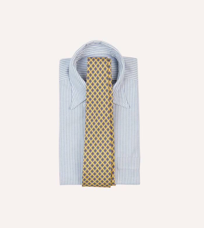 Yellow Square Medallion Self-Tipped Silk Tie