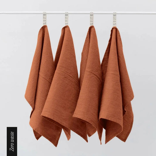 Zero Waste Baked Clay Linen Kitchen Towels Set of 4 - Linen Tales